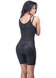 Thin Strap Half Leg Girdle with Lycra Buttocks Cover - Black - Back View - 1647