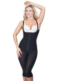 Thin strap long leg Girdle with Lycra buttock Covers - black - front view - 1648