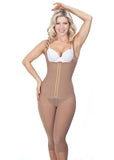 Thin strap long leg Girdle with Lycra buttock Covers - nude - front view - 1648
